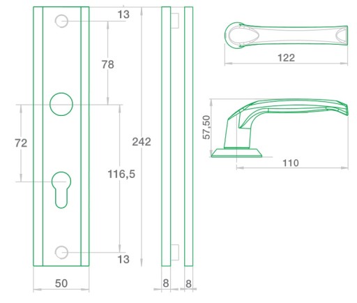 Klamko- pochwyt zewn. Niagara Plus AXA inox 72mm