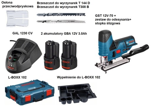 Wyrzynarka akumulatorowa Bosch GST 12V-70 set