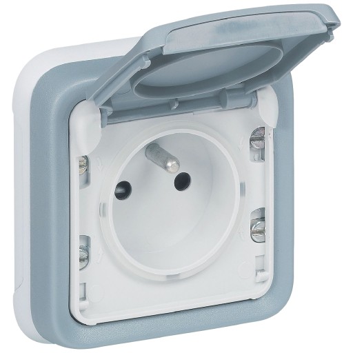 Комплектная розетка скрытого монтажа PLEXO IP55 - серая