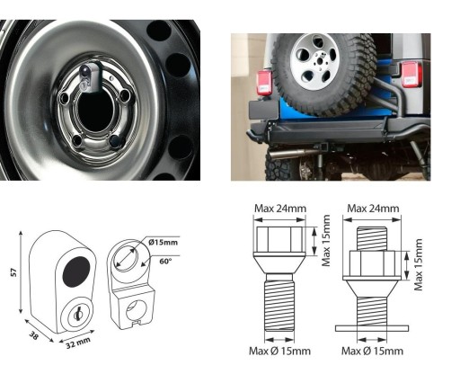 ПРОТИВОУГОННЫЙ ЗАМОК ЗАПАСНОГО КОЛЕСА 4X4, Внедорожник