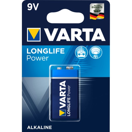 МОЩНАЯ АККУМУЛЯТОРНАЯ БАТАРЕЯ 6LR61/9V VARTA LONGLIFE POWER