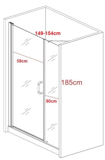 5mm Drzwi ze stałą częścią 150 regulacja 149-154cm