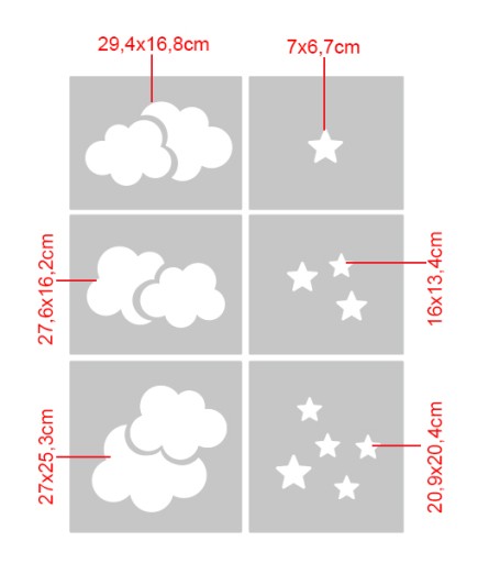 Облака и звезды - набор настенных шаблонов
