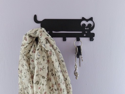 Маленькая металлическая вешалка для ключей в прихожую, белая CAT