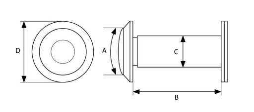 Дверной глазок, дверной глазок, 40-70 мм, диаметр 16, ХРОМ