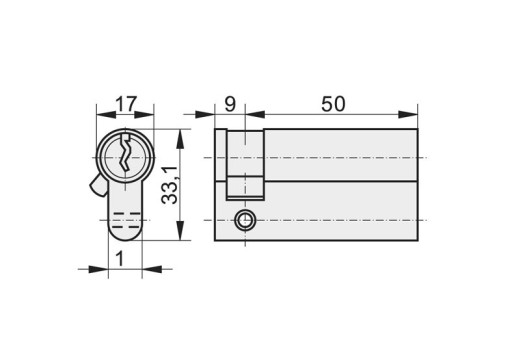 ВСТАВКА ОДНОСТОРОННЯЯ ДЛЯ ЗАМКА KASTEL GRAM LOCK 50X9