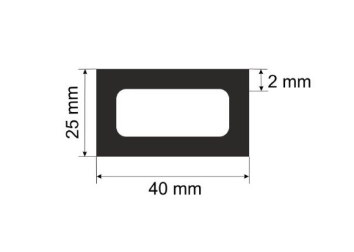Труба алюминиевая прямоугольная 40х25х2 мм - 1 м