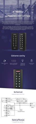 Zewnętrzny Zamek kodowy + czytnik RFID 2w1 VIDI-AC-2-CS + 10 breloków