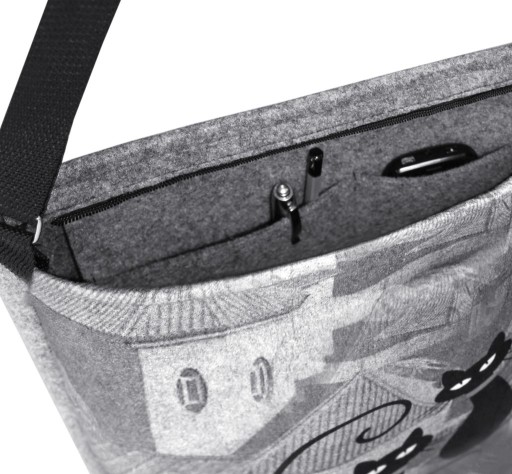 Torba filcowa Funky BERTONI listonoszka shoperka z nadrukiem Figa