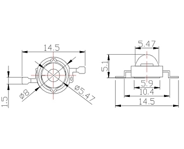 3 Вт PowerLED ИК 730 нм 850 нм 940 нм ИНФРАКРАСНЫЙ