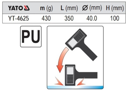 БЕЗОТДАЧНЫЙ молот 430 г 40 мм YATO YT-4625