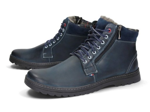 ZIMOWY TRAMPEK TRZEWIK SKÓRA SUWAK 910 NAVY 47