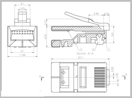 Вилка 8p8c RJ45 RJ-45 ЭКРАНИРОВАННАЯ комплект 20 шт FV(0665)