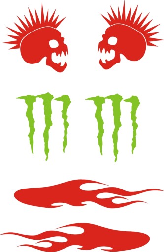Наклейки MONSTER FLAME SKULL 13-3 РАЗНЫХ ЦВЕТА