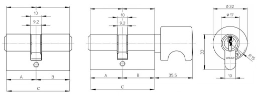 Komplet wkładek kl. B Wilka 26/45 + G26/45 mosiądz