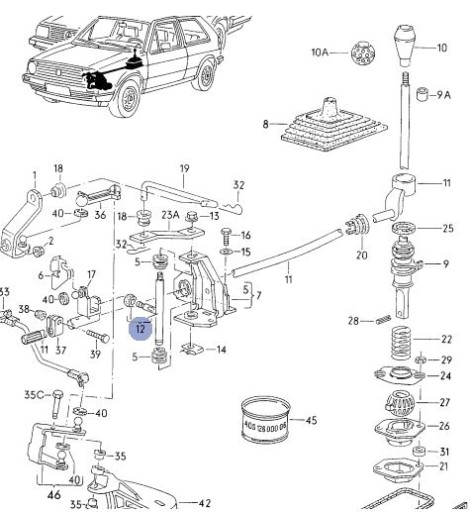 ИЗБИРАТЕЛЬ ПЕРЕДАЧ VW GOLF II РЕМКОМПЛЕКТ 2