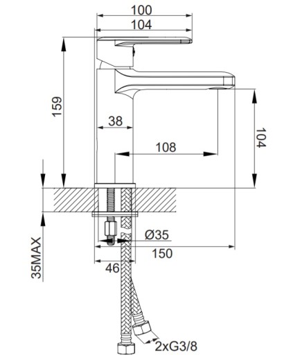 OMNIRES EBRO EB2110 Bateria umywalkowa stojąca chrom