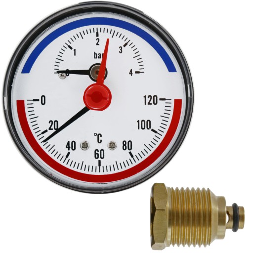 Термоманометр 120 градусов 4 бар задняя резьба 1/2 1/4