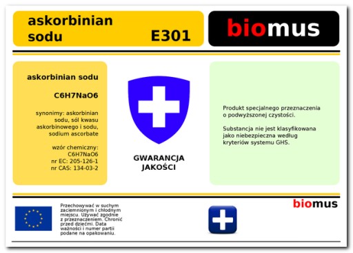 Biomus Аскорбат натрия E301 Чистый витамин С для здоровья иммунитета 1 кг