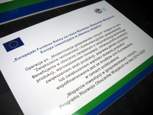 Tablica unijna PROW 2014-2020 120x80cm ARiMR ue eu