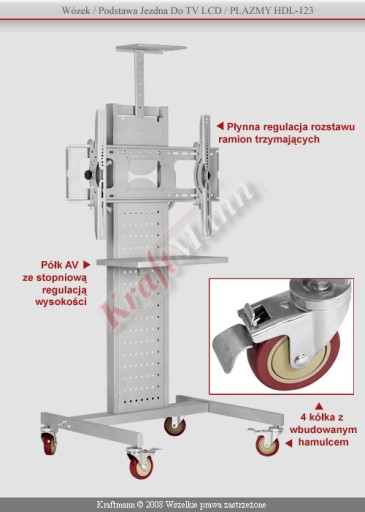 STOJAK STOLIK WOZEK 75KG DO TV LCD PLAZMY LED
