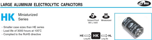 Конденсатор SAMWHA HK 35x52 мм, 680 мкФ, 400 В, 105 футов, __x1
