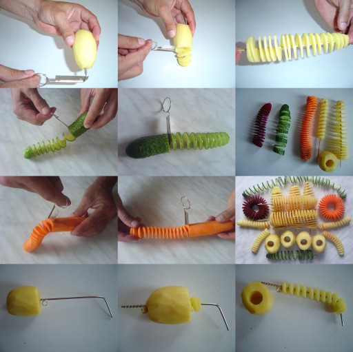 NOŻYKI DO FRYTEK ZIEMNIAKÓW WARZYW CHIPSÓW SPIRALA NÓŻ KRAJACZ CARVING #02