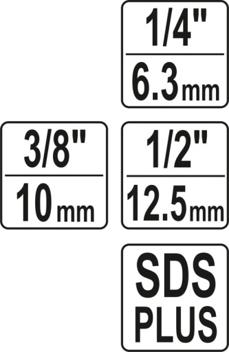 ПЕРЕХОДНИКИ YATO SDS-PLUS ДЛЯ РОЗЕТОК 1/4 3/8 1/2 3шт.