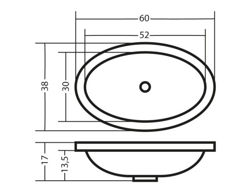 БЕЛАЯ раковина 60 x 38 x 4 см Polish Product