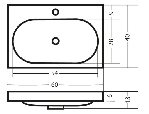 БЕЛАЯ раковина 60 x 40 x 5 см Polish Product