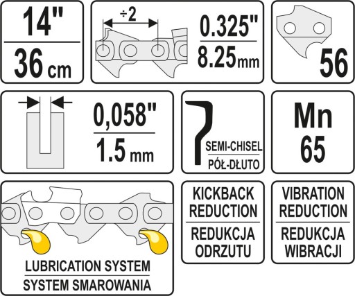 Пильная цепь 56 звеньев 0,325x1,5 мм 14 футов