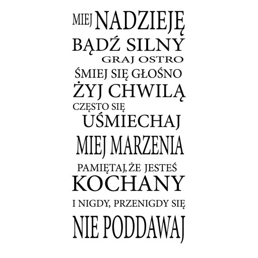 SZABLONY MALARSKIE cytaty napisy na ścinę 100 cm