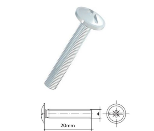 Wkręty śrubki do uchwytów 4x20mm 10 szt.