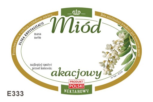 Etykiety na Miód Akacjowy (100szt) - wzór E333