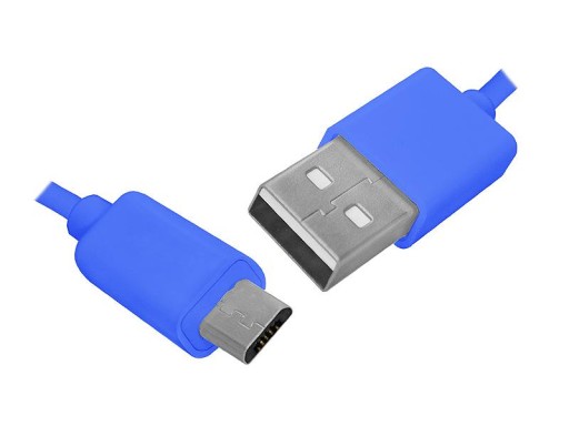 KABEL USB - MICROUSB, 1M, NIEBIESKI.