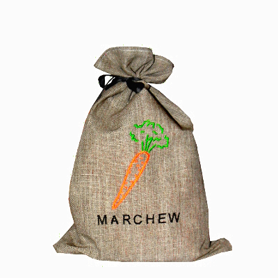 Worek lniany do marchwi warzywa haft 25x40 cm