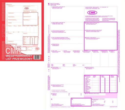 DRUK CMR MIĘDZYNARODOWY LIST PRZEWOZOWY 800-3N 1oryginał +5kopii numerowany