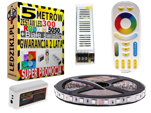 5m ZESTAW Led SMD 5050 Taśma RGB 300 diod PREMIUM