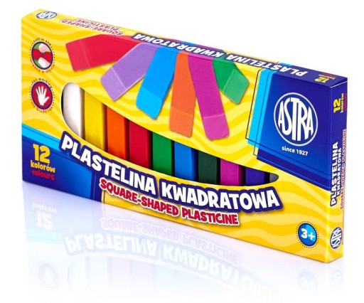 PLASTELINA KWADRATOWA ASTRA SZKOLNA 12 KOLORÓW