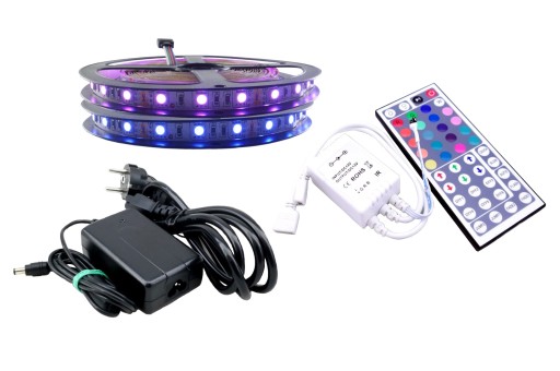 ZESTAW taśma LED 300 SMD RGB 5050 sterownik 7m