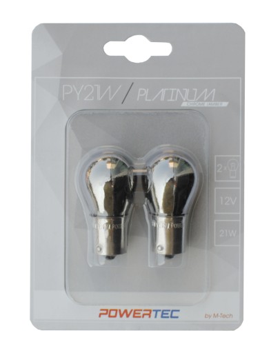 Żarówka PY21W Powertec S25 12V 21W BAU15s CHROME EFEKT LUSTRA Pomarańczowa