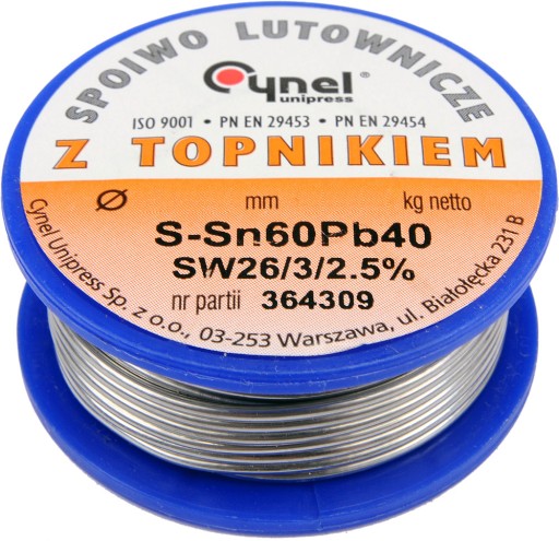 Cyna 0,50mm 250g 0,5/250g PB OŁOWIOWA z topnikiem