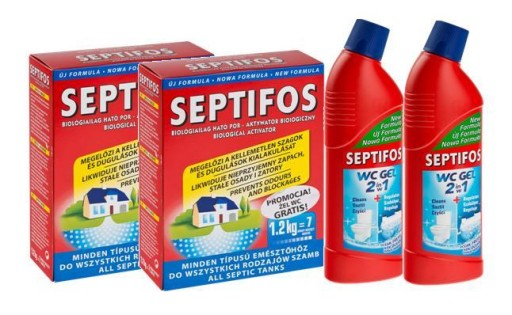 SEPTIFOS 2,4kg + 2x Żel WC 2w1 BAKTERIE DO SZAMBA