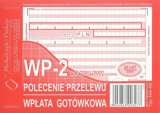 Polecenie przelewu A6 MICHALCZYK 449-5M 1+1 80k