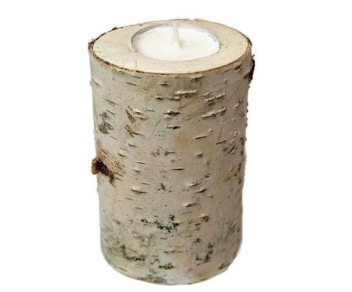 Wysoki Świecznik brzoza tealight plastry drewniane