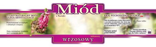 Etykiety na Miód Wrzosowy (100szt) - wzór E221