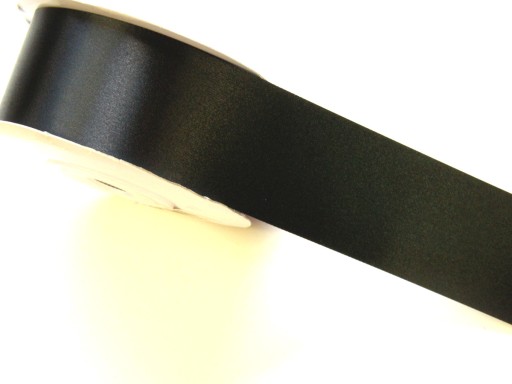 WSTĄŻKA 40mm SATYNOWA tasiemka CZARNA odcinek 4m
