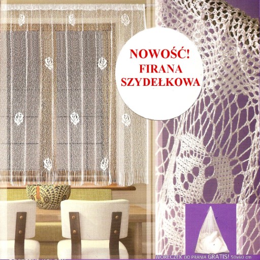 NOWOŚĆ! 3 KOLORY FIRANA SZYDEŁKO 300x160cm GRATIS