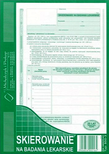 Druk SKIEROWANIE NA BADANIA LEKARSKIE 850-3 Dr58