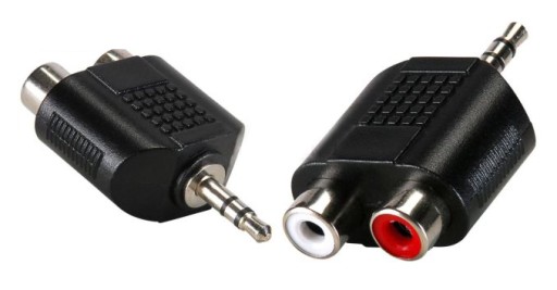 Adapter przejściówka JACK 3.5 - 2x RCA CHINCH M/F